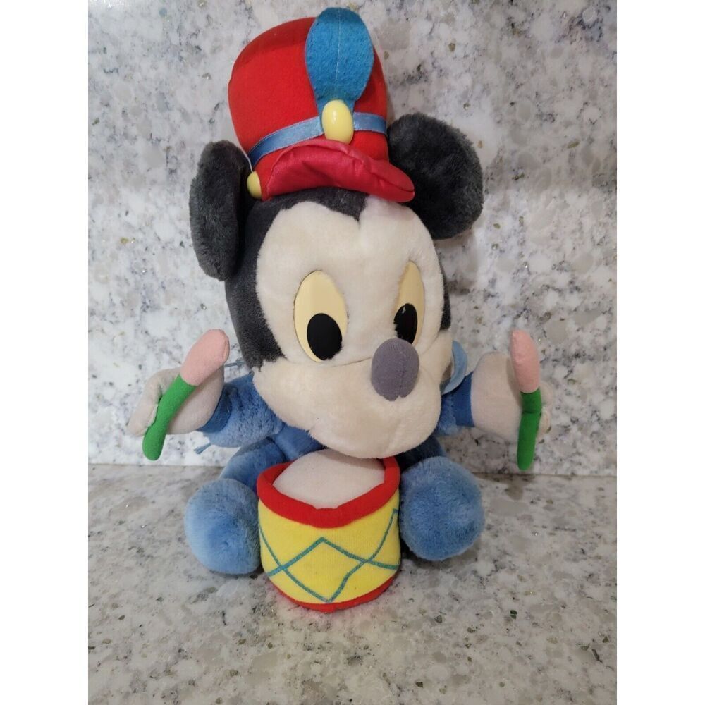 Vintage 11" Baby Mickey Mouse Plush Drummer‎ Boy Disney - Applause